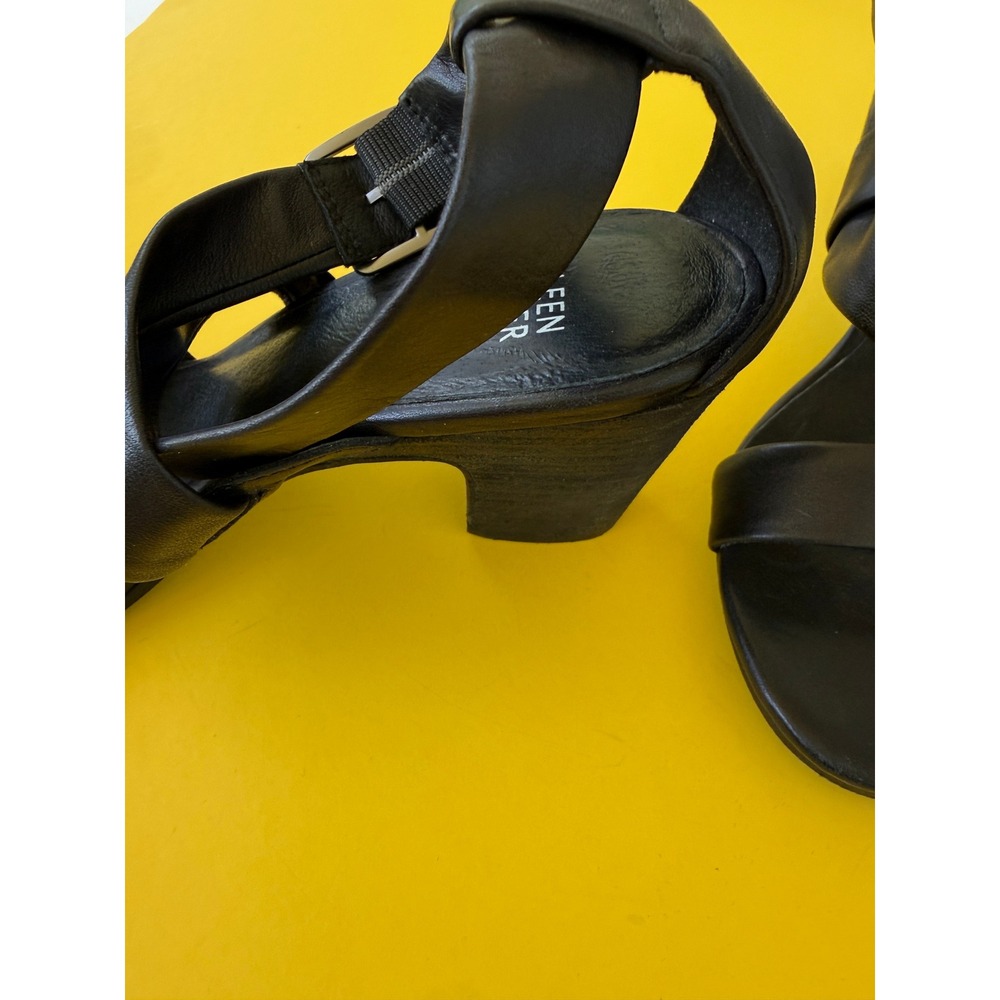 Eileen Fisher Black Leather Strappy Block Heel Sandals Vero Cuoio Italian 8.5 - Picture 5 of 8
